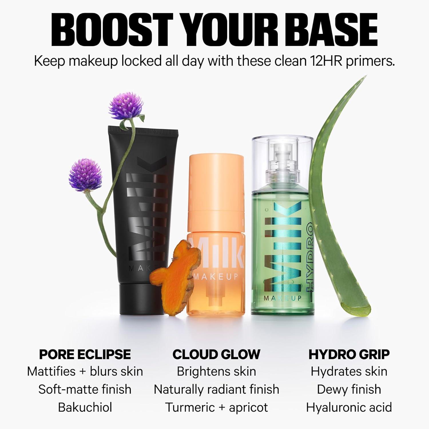 imageMilk Makeup Hydro Grip Primer with Hyaluronic Acid Niacinamide Hydrating Face Primer Grips Makeup for Up to 12 Hours SiliconeFree Lightweight Gel with Dewy FinishMini Size