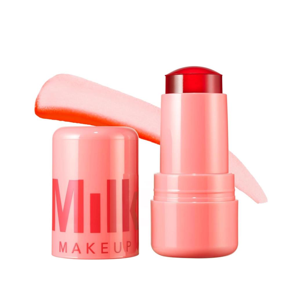 imageMilk Makeup Cooling Water Jelly Tint  Sheer Lip  Cheek Stain with Vegan Collagen Seawater  Aloe  Hydrating LongLasting Buildable Lip Tint  BlushSpritz  Coral