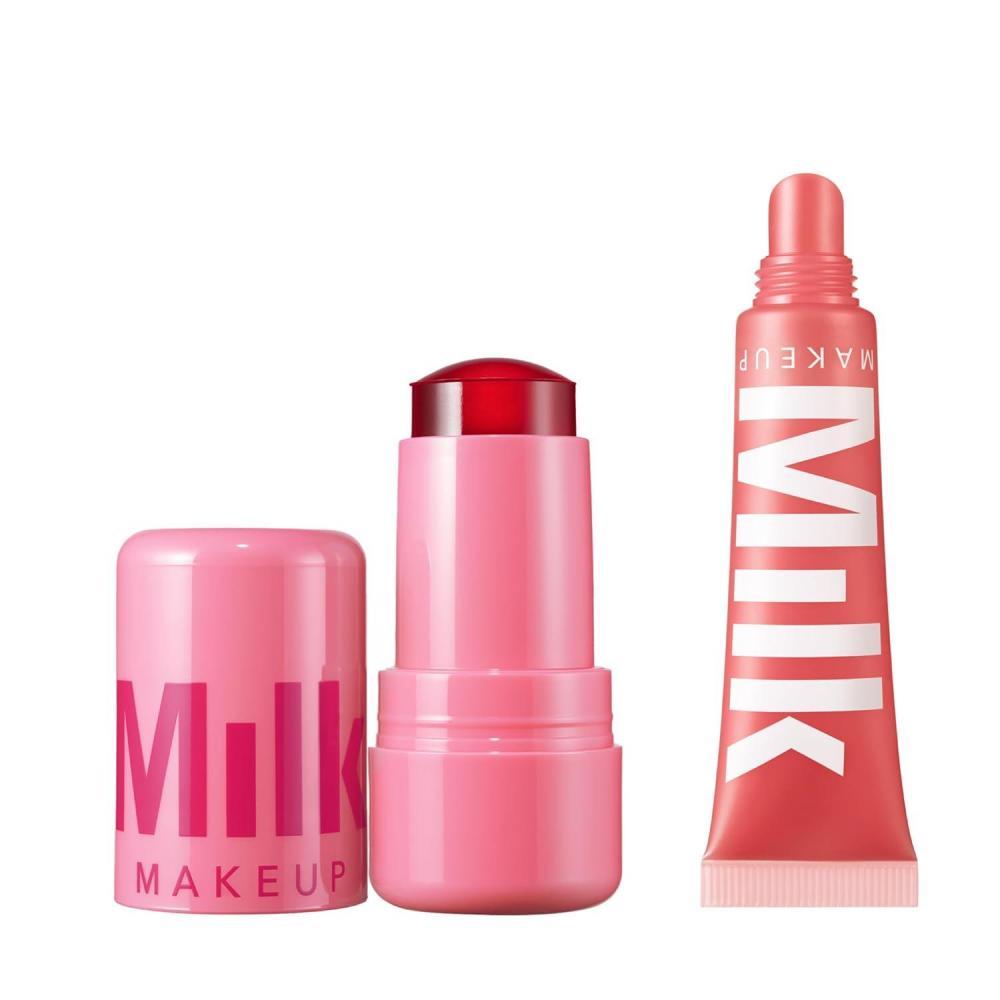 imageMilk Makeup Cooling Water Jelly Tint  Balmade Set  LongLasting Lip  Cheek Stain ampamp Hydrating Nourishing Sheer Gloss Electrolyte Lip Balm  Stain Chill 017 oz Balmade Werk Out 04oz