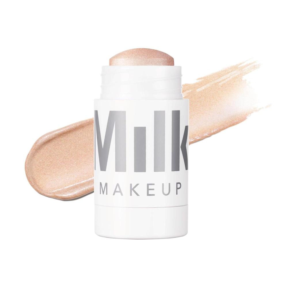 imageMilk Makeup Highlighter  Cream Highlighter Stick for Face  Body with Radiant Shimmery Glow  Buildable Blendable Vegan Formula for All Skin TypesTurnt  Golden Peach