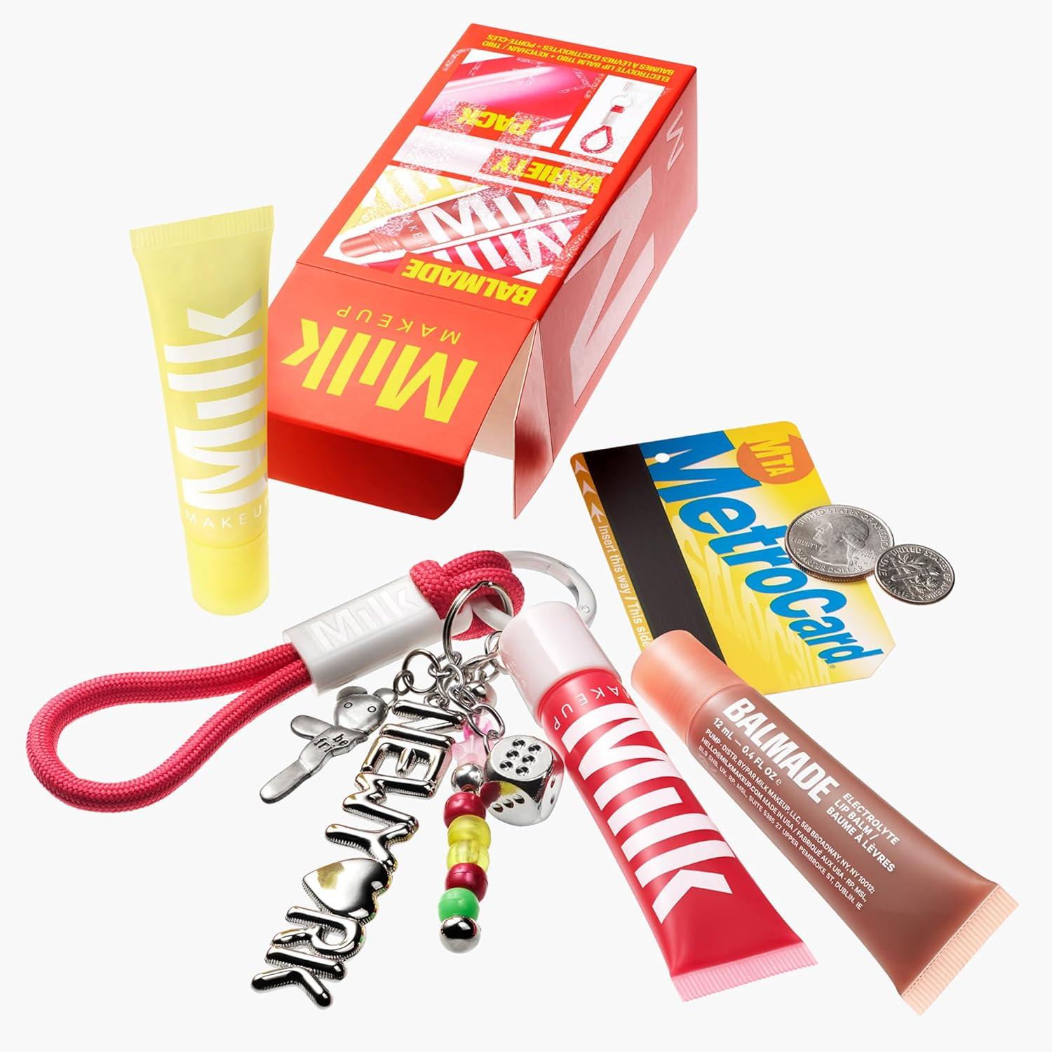 imageMilk Makeup Balmade Electrolyte Lip Balm Hydrating Sheer Gloss Nourishes Replenishes Moisture Clean Vegan Formula with HighShine Finish3pk Gift Set