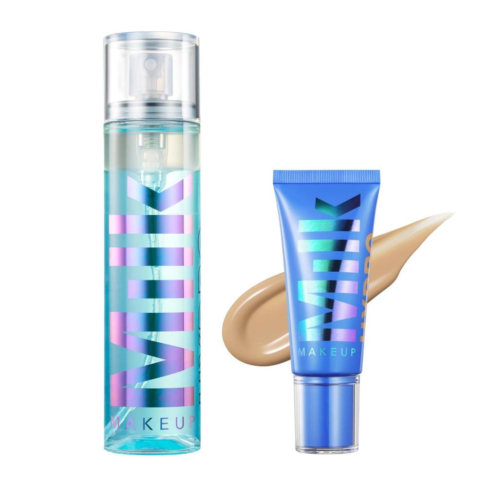 imageMilk Makeup Hydro Grip Bundle with Set Spray ampamp Skin Tint 5 Sets Makeup Hydrates Skin ampamp Builds Coverage for Up to 12 Hours Lightweight ampamp LongLasting with Hyaluronic Acid