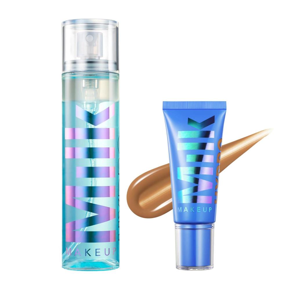 imageMilk Makeup Hydro Grip Bundle with Set Spray ampamp Skin Tint 10 Sets Makeup Hydrates Skin ampamp Builds Coverage for Up to 12 Hours Lightweight ampamp LongLasting with Hyaluronic Acid
