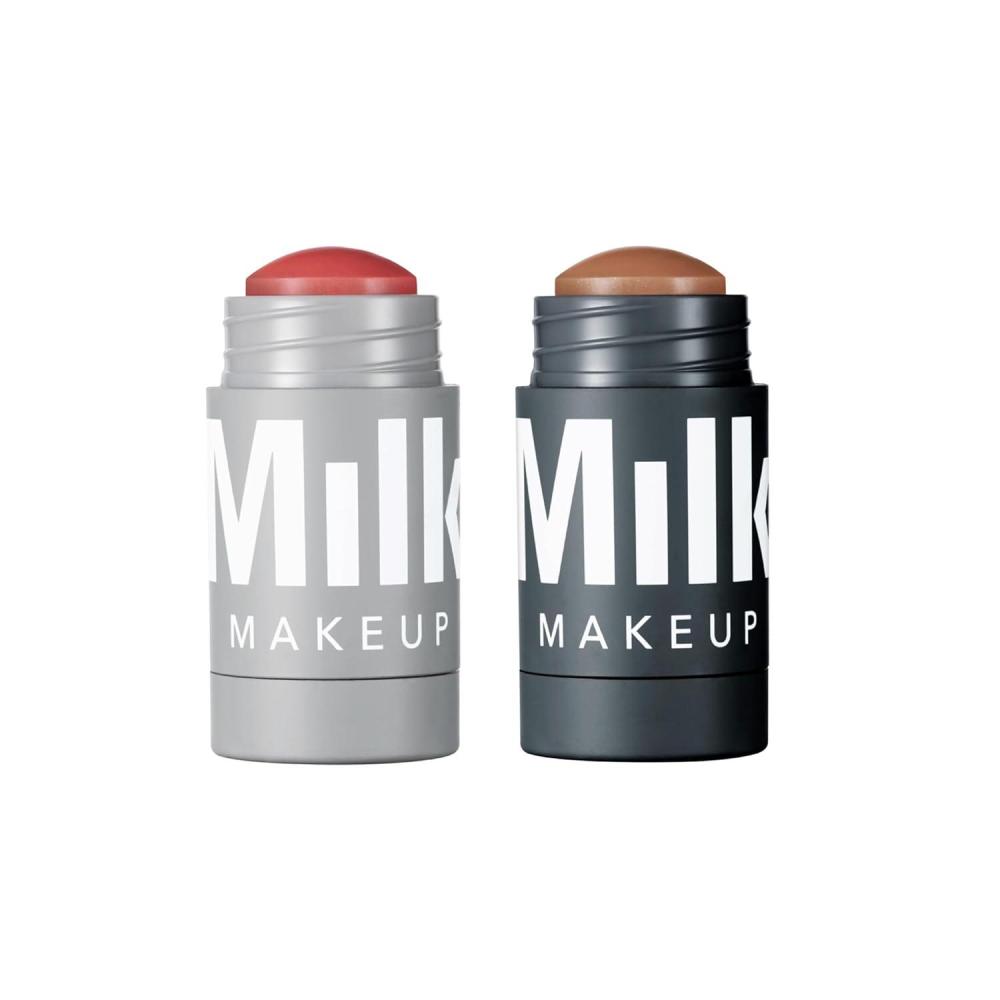 imageMilk Makeup Lip ampamp Contour Cream Stick Bundle Medium Skin Tones Cream Lip Cheek in Quirk ampamp Contour Sculpt Stick in Stoked Hydrating ampamp Buildable Formula