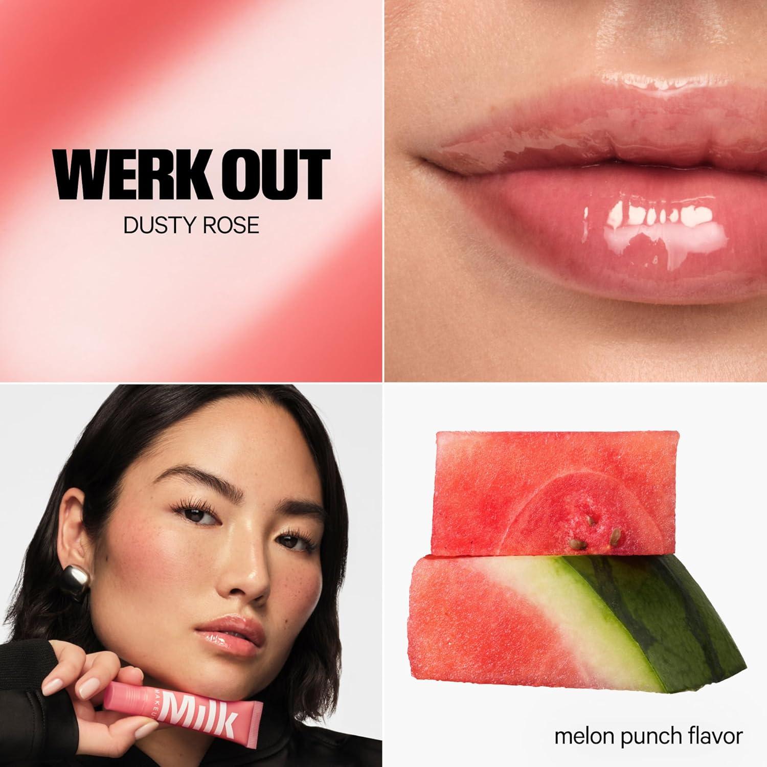 image:imageMilk Makeup Cooling Water Jelly Tint Balmade Hydrating Lip Balm Set Sheer Red Lip Cheek Stain and Sheer Gloss with HighShine Finish Full Size Chill Red 017 oz Werk Out Dusty Rose 04oz