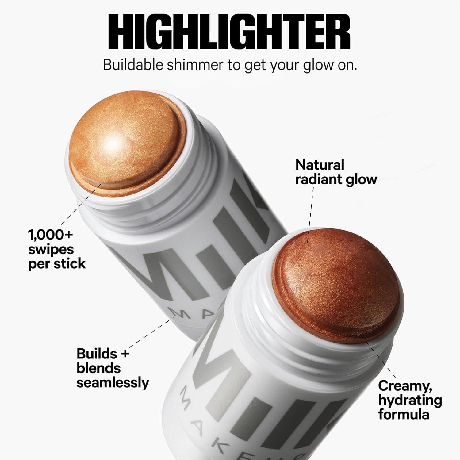 image:imageMilk Makeup Bronzer Blush Highlighter Set Bronzer in Baked 19oz MultiUse Cream Blush Lip Color in Werk Dusty Rose 21oz and Highlighter Stick in Lit Champagne 21oz Hydrating Formulas