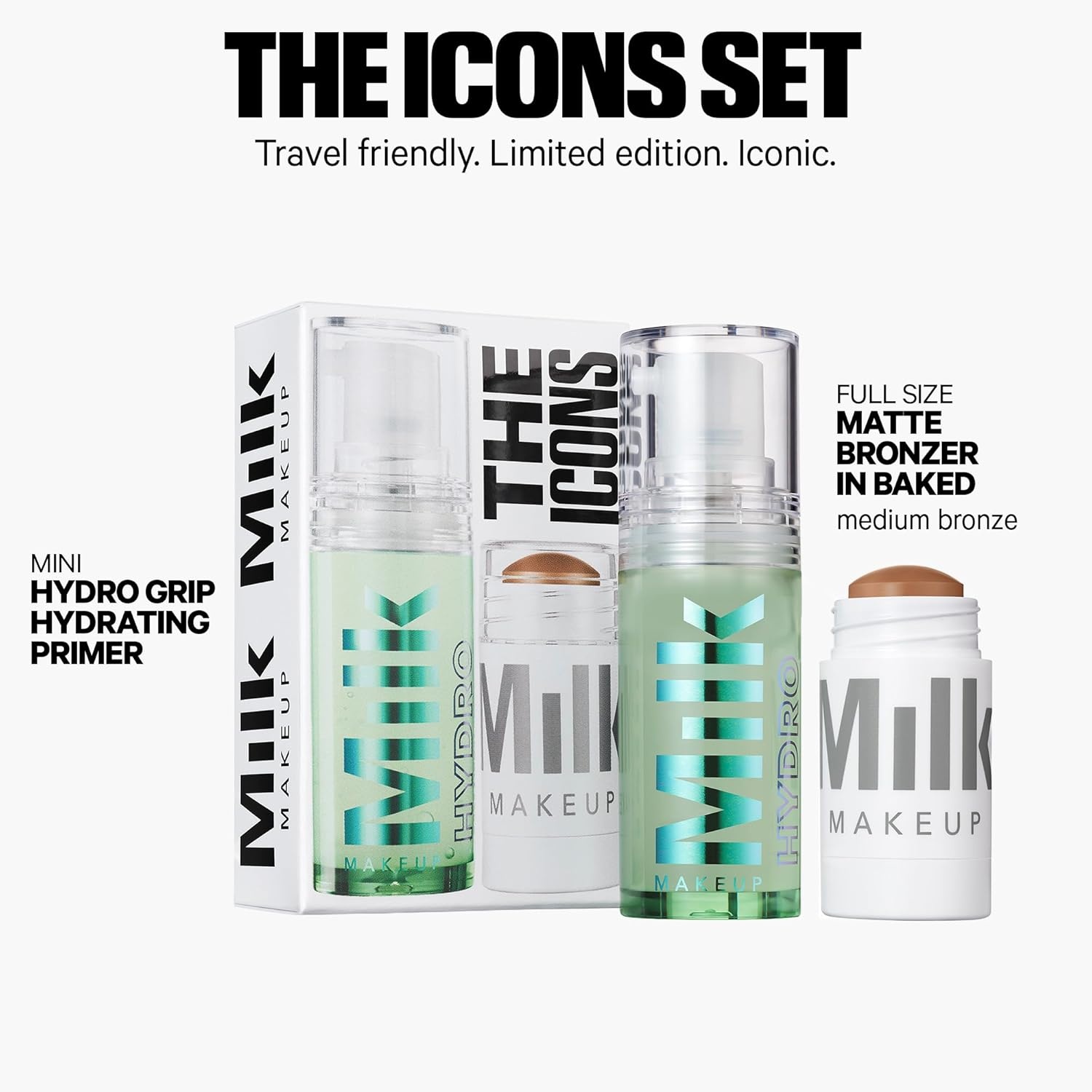 image:imageMilk Makeup Hydro Grip Primer with Hyaluronic Acid Niacinamide Hydrating Face Primer Grips Makeup for Up to 12 Hours SiliconeFree Lightweight Gel with Dewy FinishThe Icons Duo