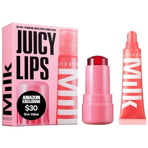 Milk Makeup Cooling Water Jelly Tint – Long-Lasting Sheer Lip + Cheek Stain with Firming Vegan Collagen + Hydrating Aloe – Transfer Proof, Buildable Lip Tint + Blush(Juicy Lip Gift Set)